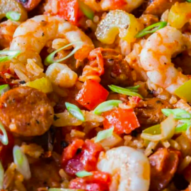 Shrimp Jambalaya with Brown Rice and Green Beans